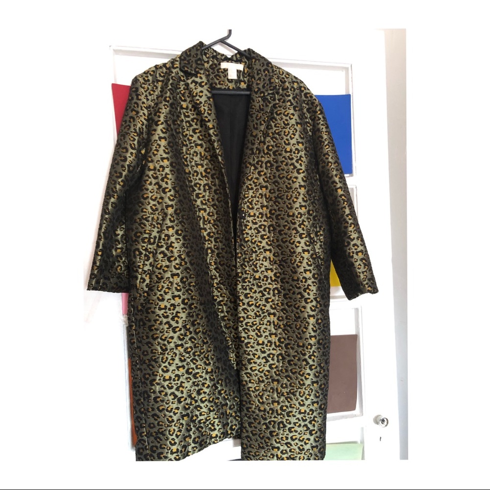 H&M Green Leopard Duster Jacket